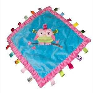 Taggies Owl Lovey Baby Security Blanket Pink Blue Green Mary Meyer*Read